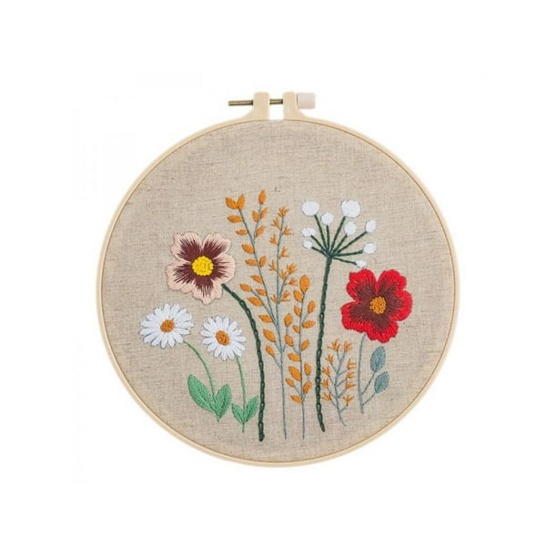 Embroidery Kit With Hoop for Beginners DIY Cross Stitch Flower Painting Craft